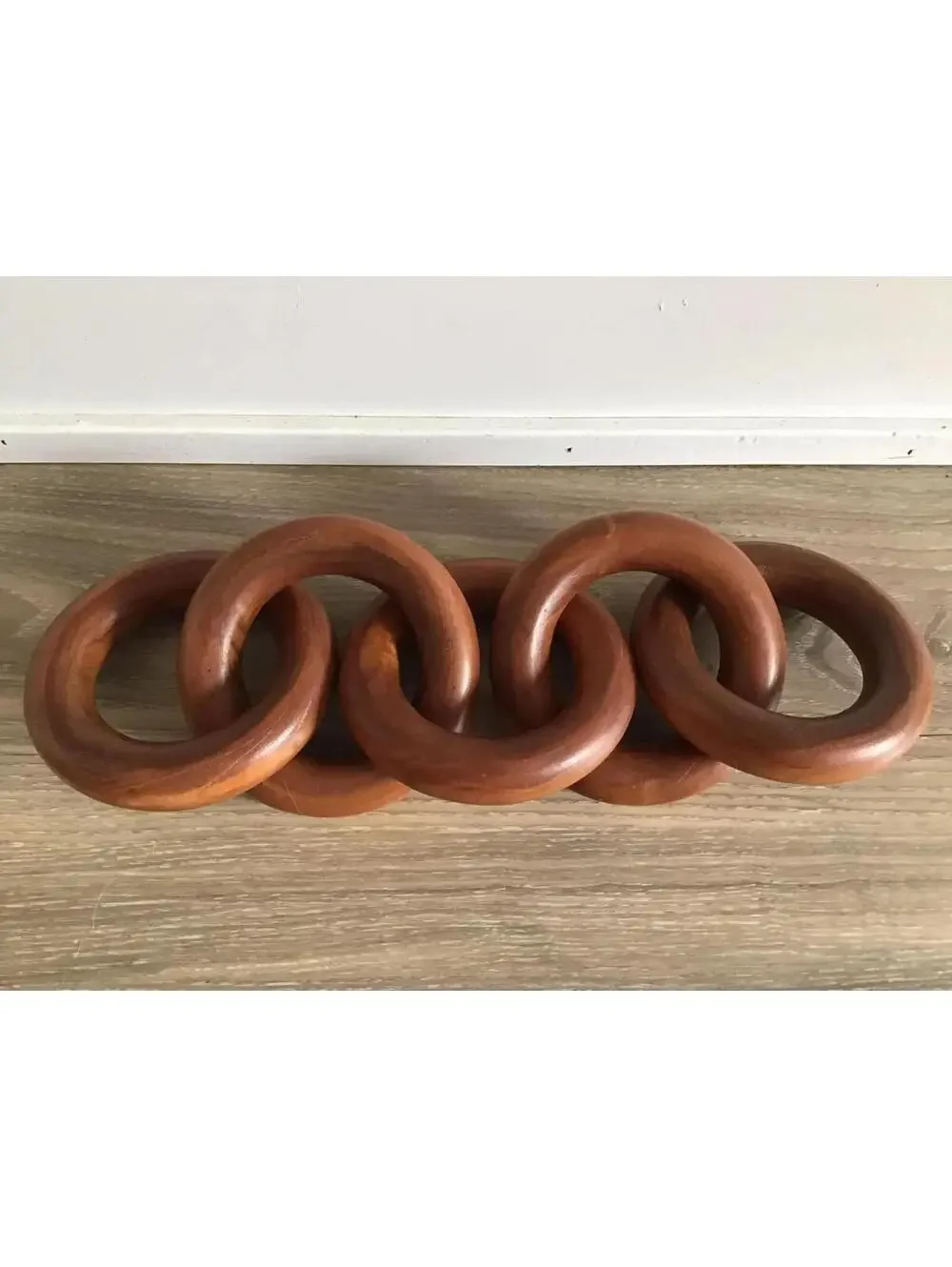 Dark Brown Wooden Chain Knot Boho Interlocking Centrepiece Home Decor New